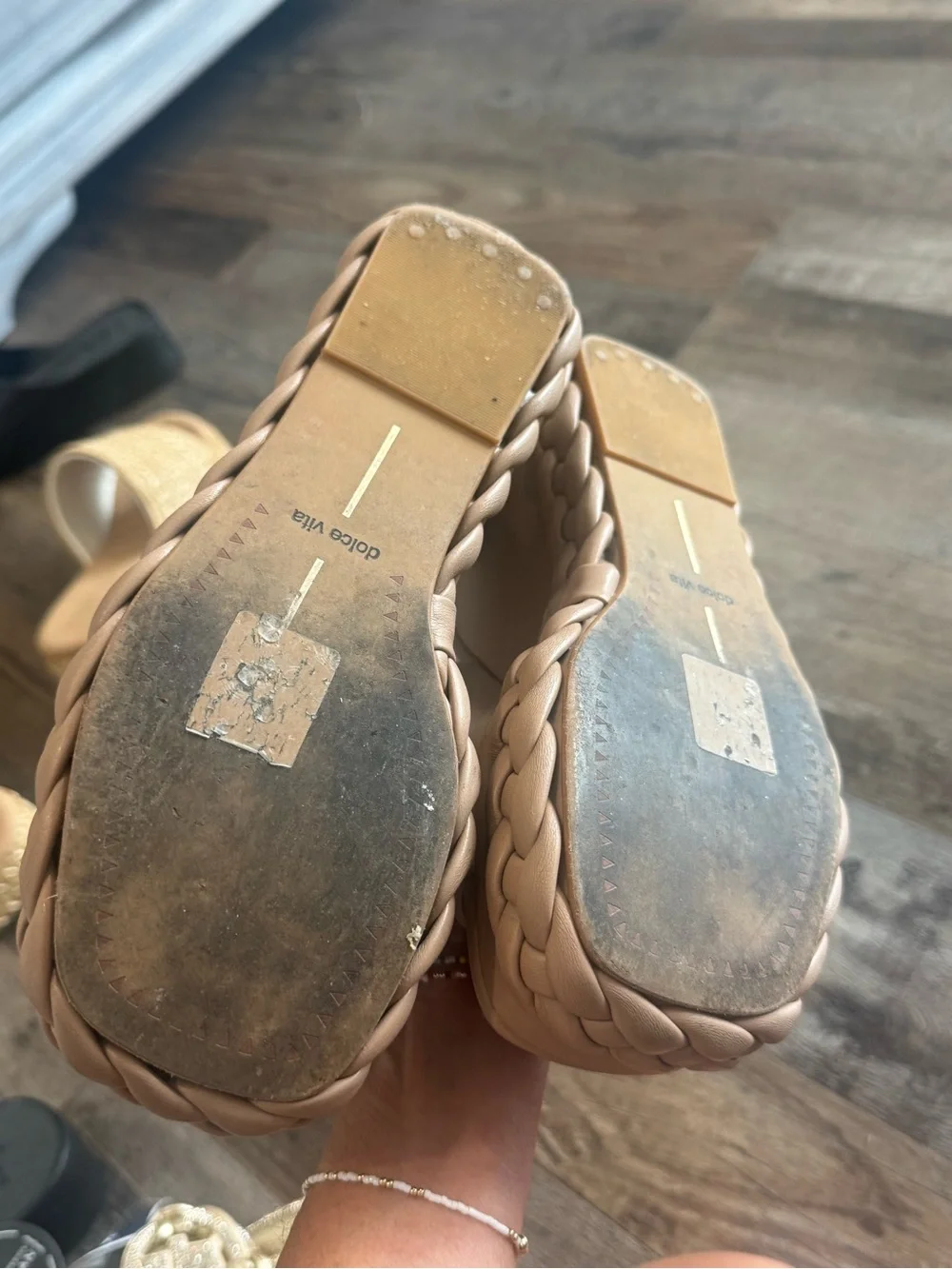 Dolce Vita Nude-Tan Braided Platform Mule Sandals
